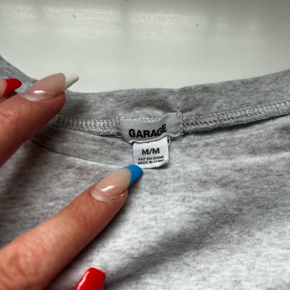 Light Gray Garage Baby Tee Crop Top - Picture 3 of 3